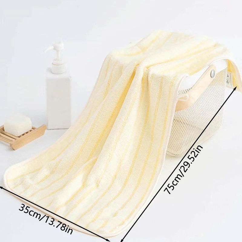 Bath Towel Coral Fleece Microfiber Striped Adult Household Textiles Bathroom Soft Woman Sauna Spa Absorbent Towel 35x75cm