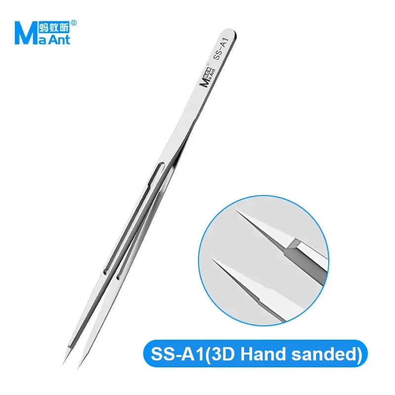 MaAnt SS-A SS-A1 SS-J Stainless Steel Tweezers for Phone Repair Universal Non-magnetic High Precision Jump Wire Clips