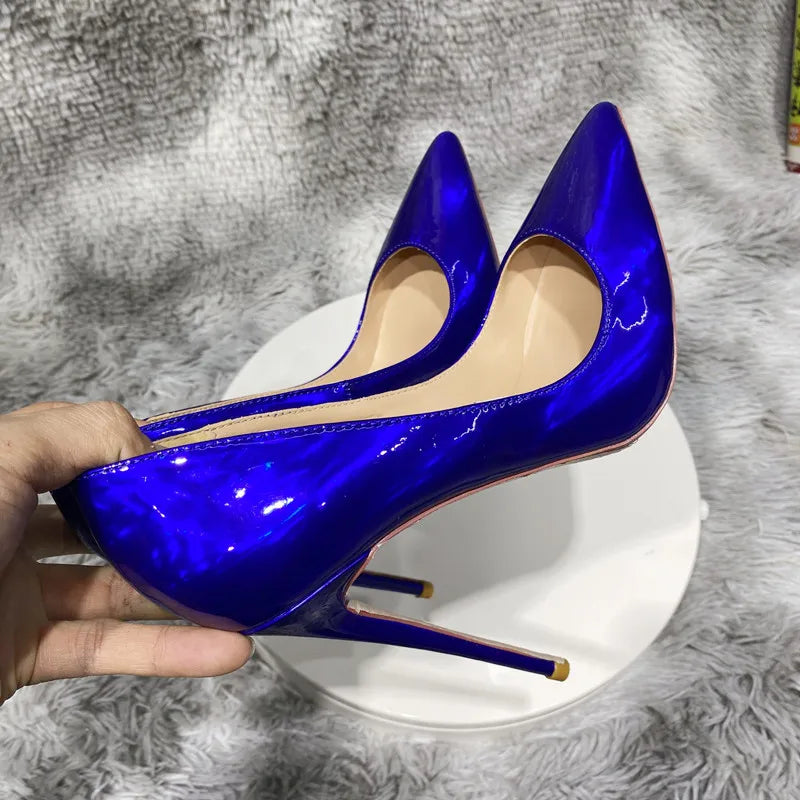 NoEnName_Null-women's high heels, Valentine's day Laser blue high   high heels, shiny luxury stripper high heels for wedding