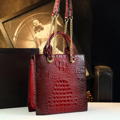 Luxury New Fashion Leather Women Handbags Crocodile Print Middle-aged Lady Mom Bag Leather Woman Bag Single Shoulder Tote Bags