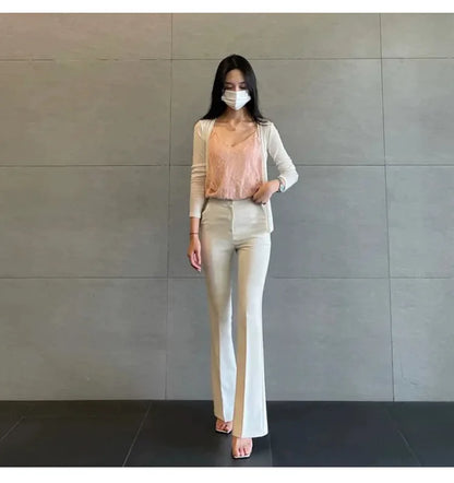 WOMENGAGA Fashion Sexy Pants Korea Slim High Waist Sexy Slightly Slim Casual Pants For Women Elegant And Mature Women D45B