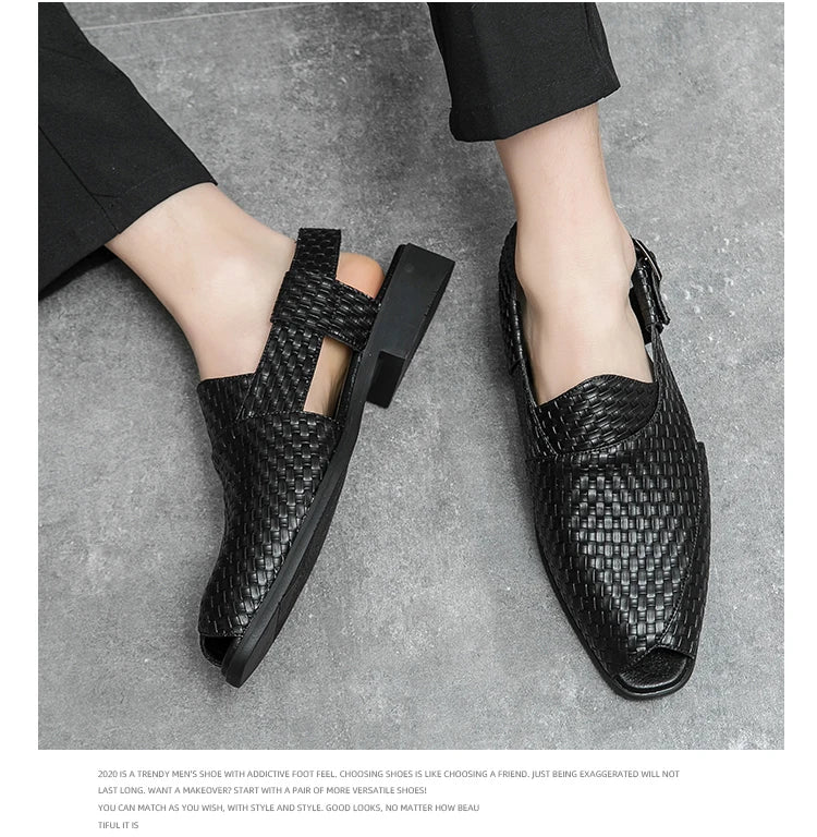 Men Braided Design Slingback Dress Shoes Fashion Outdoor Dress Shoes