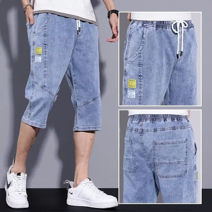 Seven Points Jeans Male 2023 Summer Thin Brand Fashion Youth Straight Leg Loose Plus Size Medium Pants Casual Denim Shorts A3399