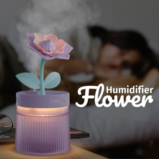 2024 Humidifier Portable USB Ultrasonic Colorful Cup Aroma Diffuser Cool Mist Maker Flower Air Humidifier Purifier With Light