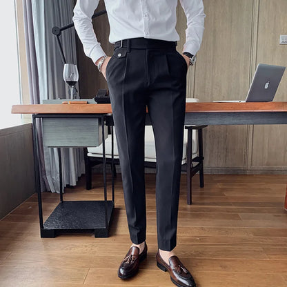 2024 Autumn Spring High Quality Men's Slim Fit Suit Pants Business Casual Trend Korean Fashion Straight Leg Pants 29-36