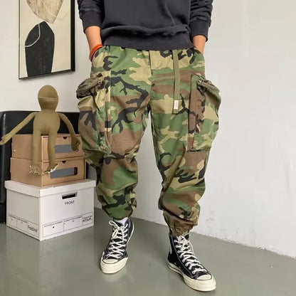 Autumnamerican Stylecasual Camouflage Cargo Pants Men's Loose-fit Trendy Brand Outdoor U.s. Military Style Harajuku Trousers