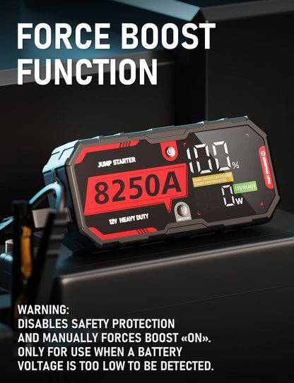 Démarreur de saut de batterie de voiture 8250A 12V Pro, Booster Portable PD65w 26000mAh, 13l, pour dispositif de démarrage d'urgence