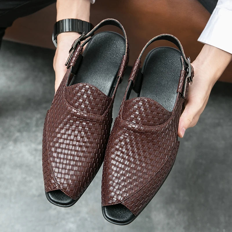 Sandals for Man Fashion Outdoor Roman Genuine Leather Indoor House Platform Male Beach Shoes Casual Men Sandals New In Summer