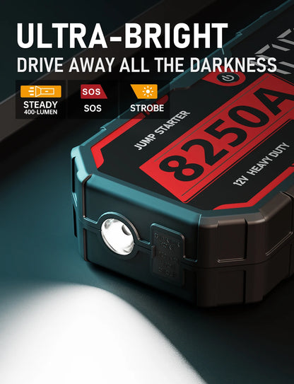 Démarreur de saut de batterie de voiture 8250A 12V Pro, Booster Portable PD65w 26000mAh, 13l, pour dispositif de démarrage d'urgence