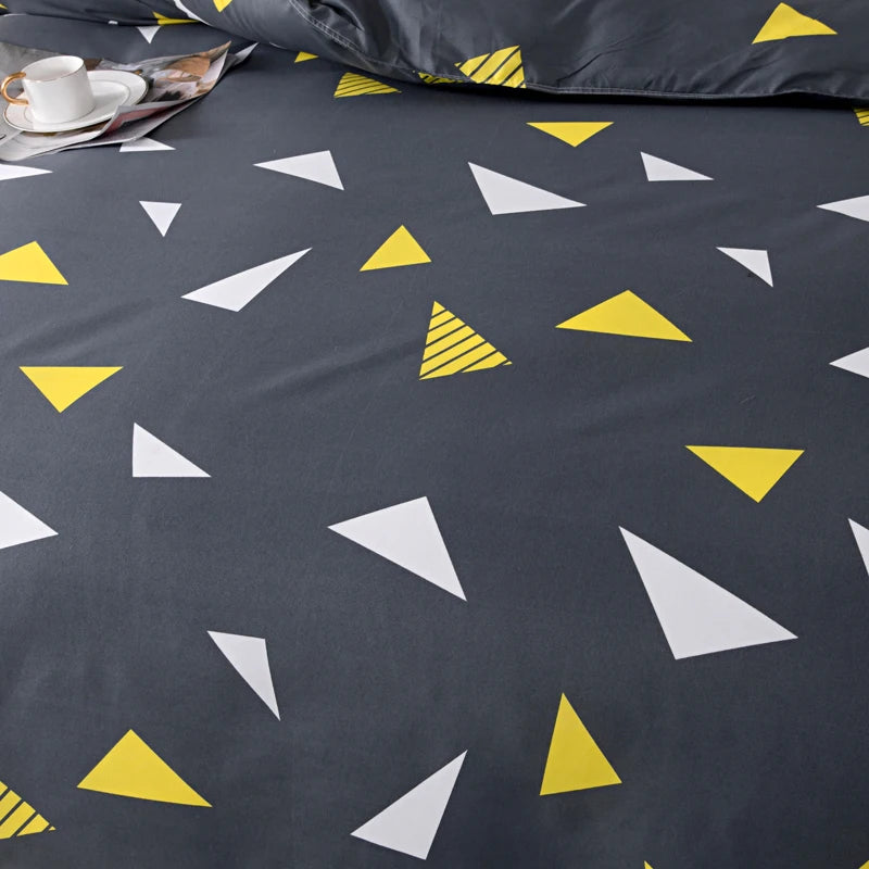 Solstice Bedding Set Duvet Cover Pillowcase Bed Linens Set Triangular Rhombus Printing Quilt Cover Bed Flat Sheet Queen Size