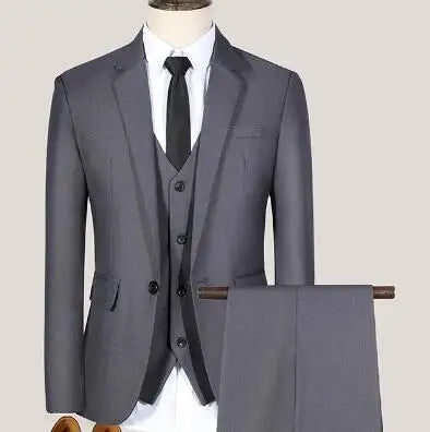 2024 Men's Business Formal Suit High-quality Solid Color (Jacket+ Vest + Trousers) Business Suit Bridegroom and Best Man