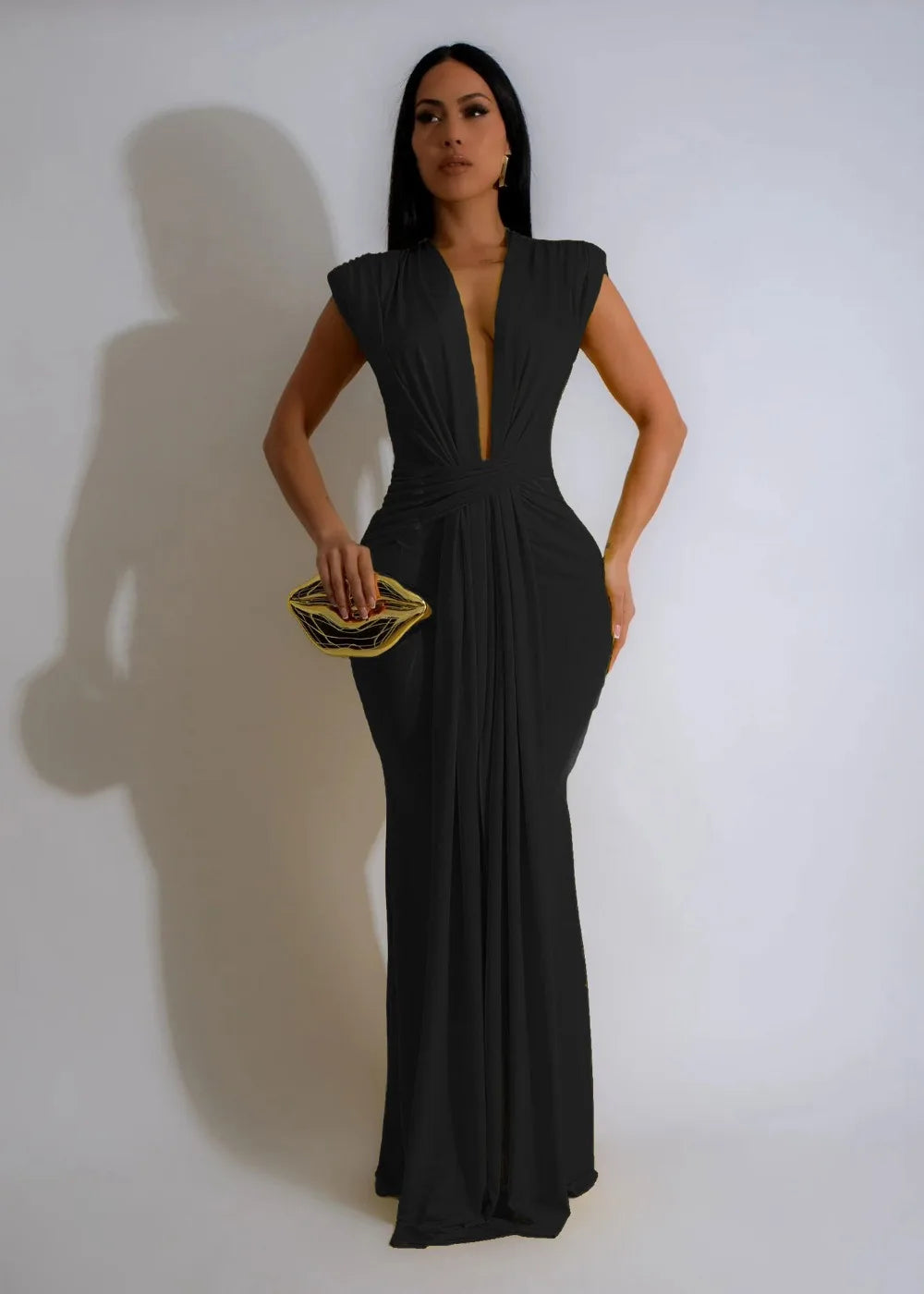 Elegant Women Evening Maxi Dress Sleeveless Deep V-neck Bandage Bodycon Gown Summer Fashion Sexy Lady Long Dresses