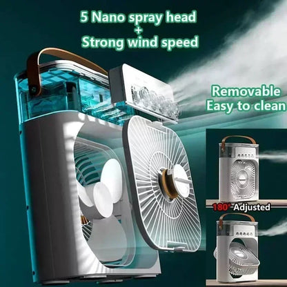 Portable 3 In 1 Fan AIr Conditioner Household Small Air Cooler LED Night Lights Humidifier Air Adjustment Home Fans Office Home