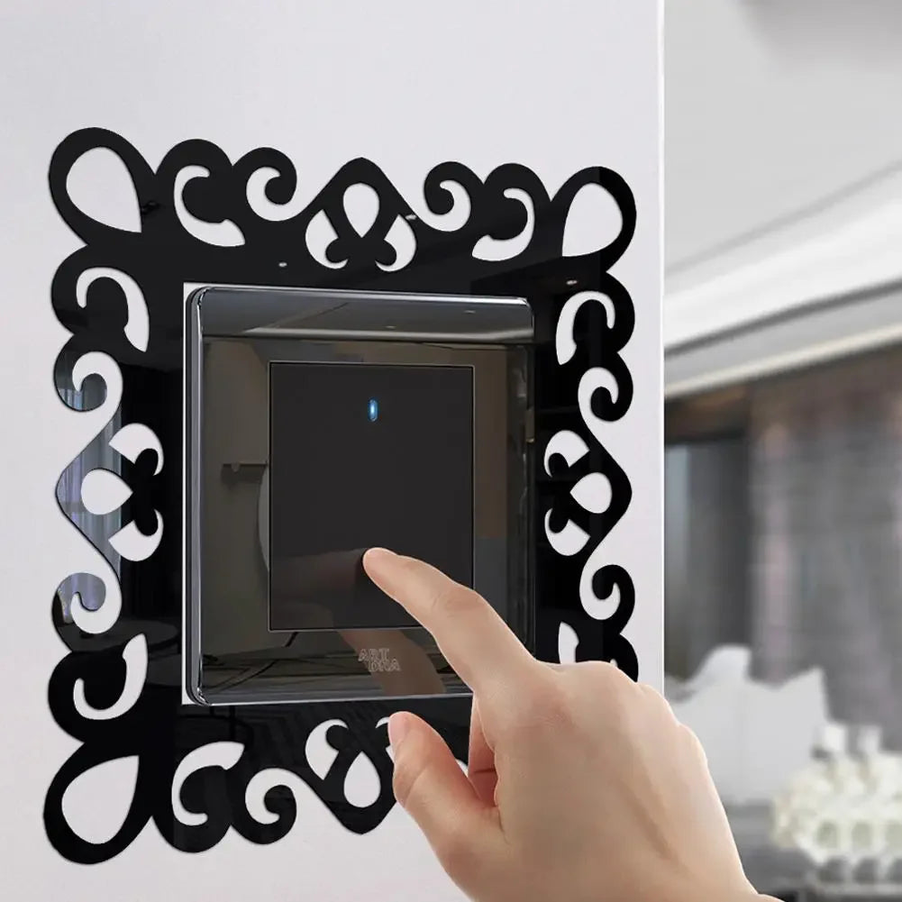 Self-Adhesive Panels Wall Sticker Acrylic Light Switch Cover Mirror Face Stickers On The Wall Home Decoration Photo Frame Shape