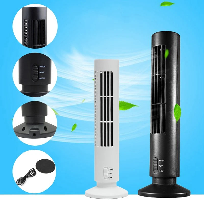 BAAJ-USB Rechargeable Tower Fan, Cooling Portable Fan Standing Bellyless Fan Air Conditioner Bedroom Kitchen Office