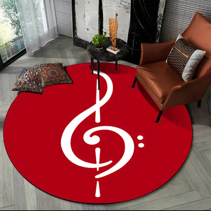 Piano Black White Key Music Symbol Area Rug,Round Carpet Rug for Living Room Bedroom Sofa Foot Pad Decor Non-slip Floor Mat Gift