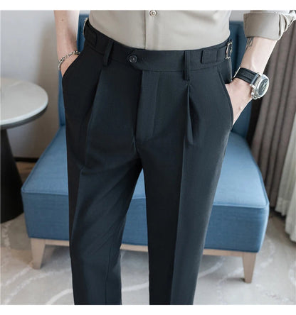 Men Dress Pants Trousers 2024 Autumn New British Style Straight Slim Fit formal Suit Pants Solid Casual Fashion Men Clothin