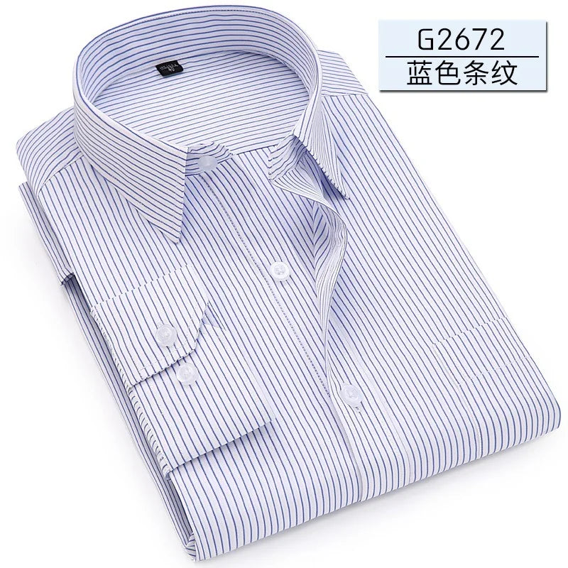 8XL Pure Color Office Formal Business  Social Work Classic Shirt Longsleeve Shirt for Men Casual Men's White Dress Shirt Black