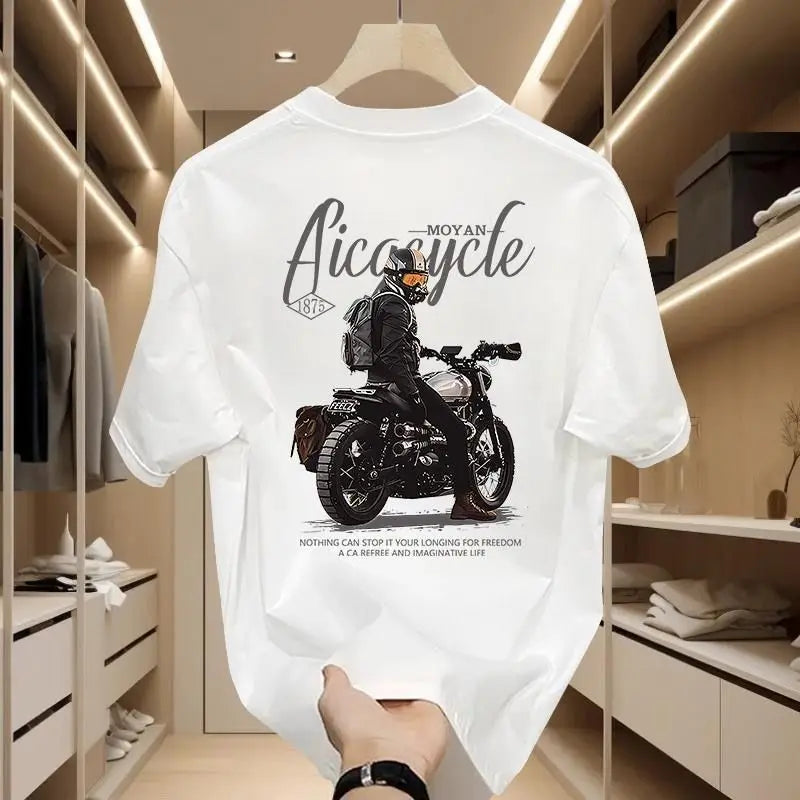 High-quality Men's Clothing Summer New Heavy Cotton Short-sleeved T-shirt Signature Printing Men's and Women's Same Trendy Top