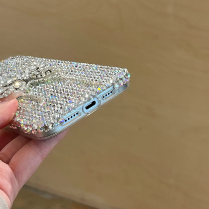 Luxury Diamond Glitter Bowknot Case for iPhone 15 Pro Max 3D Bling Rhinestones Shiny Phone Cover for iPhone 16 14 Plus 11 12 Pro