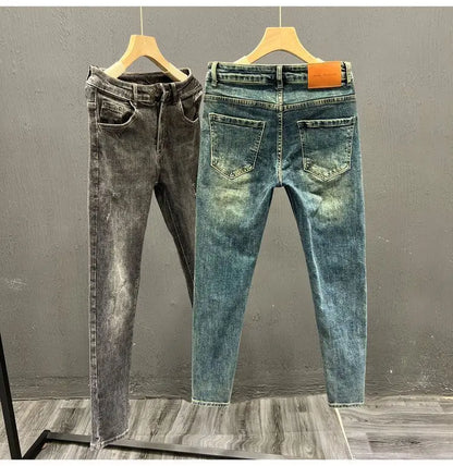 Spring Autumn Casual Slim Denim Jeans for Men Fashion Pants Men's Luxury Mens Designer Clothes Washed Trousers Streetwear Pants