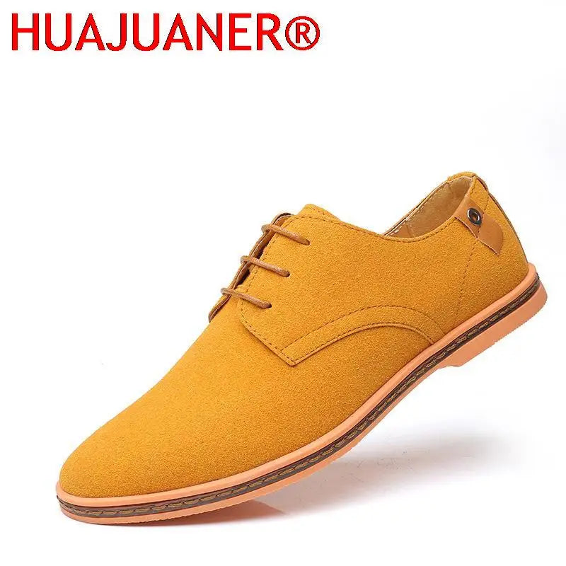 2023 Spring Suede Leather Men Shoes Oxford Casual Shoes Classic Sneakers Comfortable Footwear Dress Shoes Large Size Flats