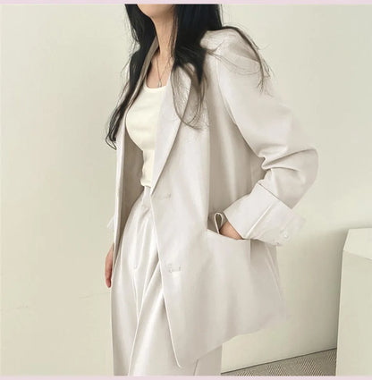 Fashion 2024 Spring and Autumn Small Suit Retro jacket slim 2-piece Set For Women Korean Style Casual Top and Pants Suit