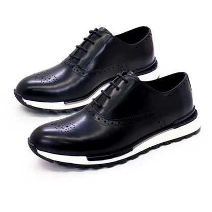 Casual Leather Men's Shoes Lace Up Comfortable Non-Slip Sole Brogue Sneakers Wedding Date Prom Men's Premium Leather Shoes.