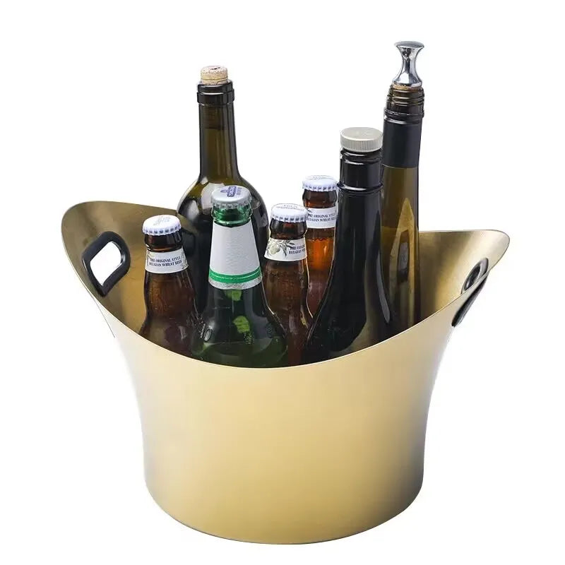 9L Ice Champagne Bucket 304 Stainless Steel Cooling Whisky Wine Beer Storage Basin Bowl Bar Accessories for Party