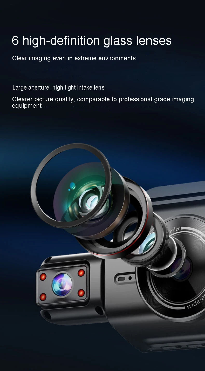 Caméra de tableau de bord cachée à 4 canaux, avec application 4K HD, Vision nocturne, moniteur de stationnement 24/7, capteur G, enregistrement en boucle, détection de mouvement, boîte noire WDR