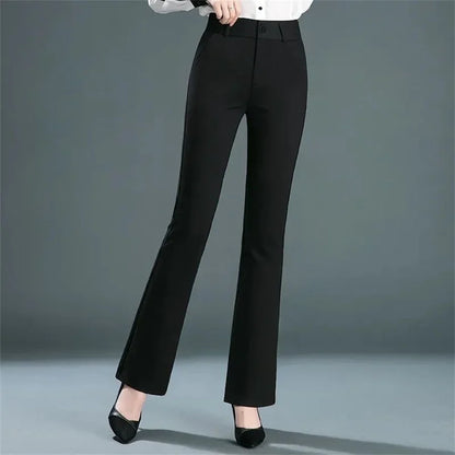 Office Flare Suits Pants High Waist Slim Casual Ol Strecth Pantalones Women New Elegant Straight Calcas Classic Formal Trousers