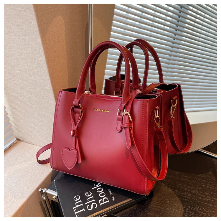 Luxury Designer Red Shoulder Bag Women's Wedding Bags 2023 New Fashion Tassel Crossbody Bag Large Capacity Bride Handbags