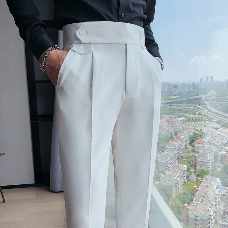 Men's Nine-Point Two-Piece Suit Pants Loose Fit Business Casual Straight Leg Lightweight Trousers Anti-Wrinkle Smooths Your Silh