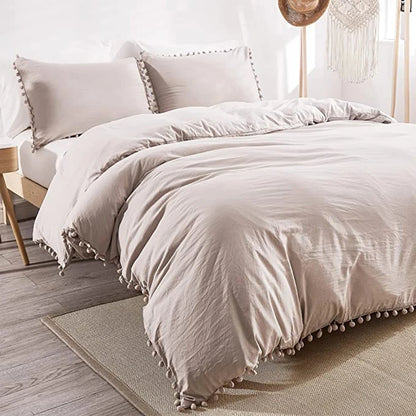 Nordic Simplicity Bedding Set With Pompom Duvet Cover Queen Size Comforter Bedding Sets King High Quality Bed Linen