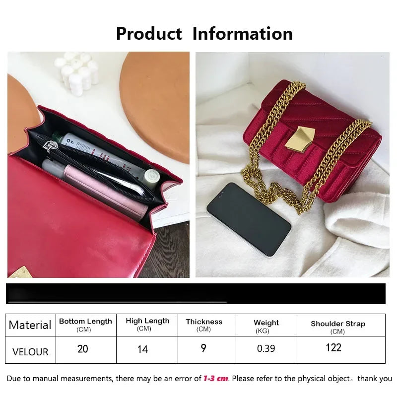 Luxury Women Handbag High Quality Velvet Mini Small Shoulder Bag Party Evening Clutch Fashion Flap Crossbody Tote Female Packag