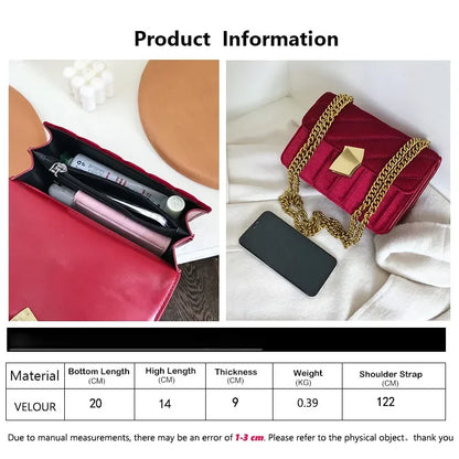 Luxury Women Handbag High Quality Velvet Mini Small Shoulder Bag Party Evening Clutch Fashion Flap Crossbody Tote Female Packag