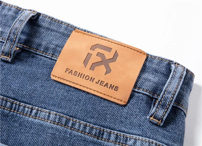 Men's Traight Loose Jeans Cotton Business Casual Stretch Denim Pants Male Trousers Brand Clothing Plus Size 42 44