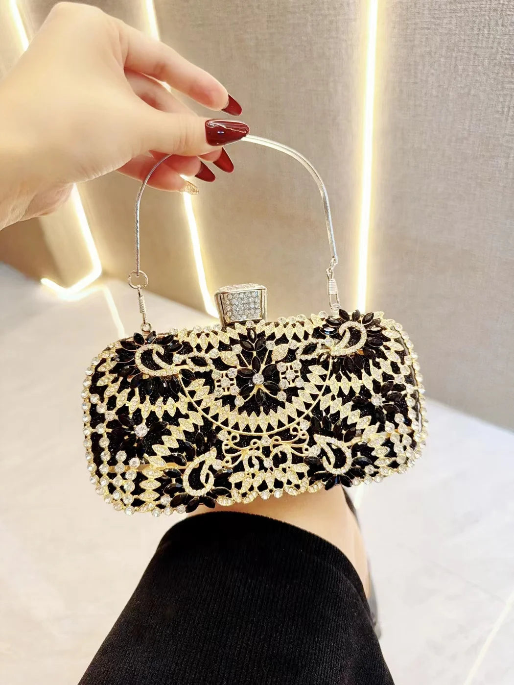 Women's Dinner Wedding Bag Studded Diamond Shoulder Crossbody Sequin Clutch Bag