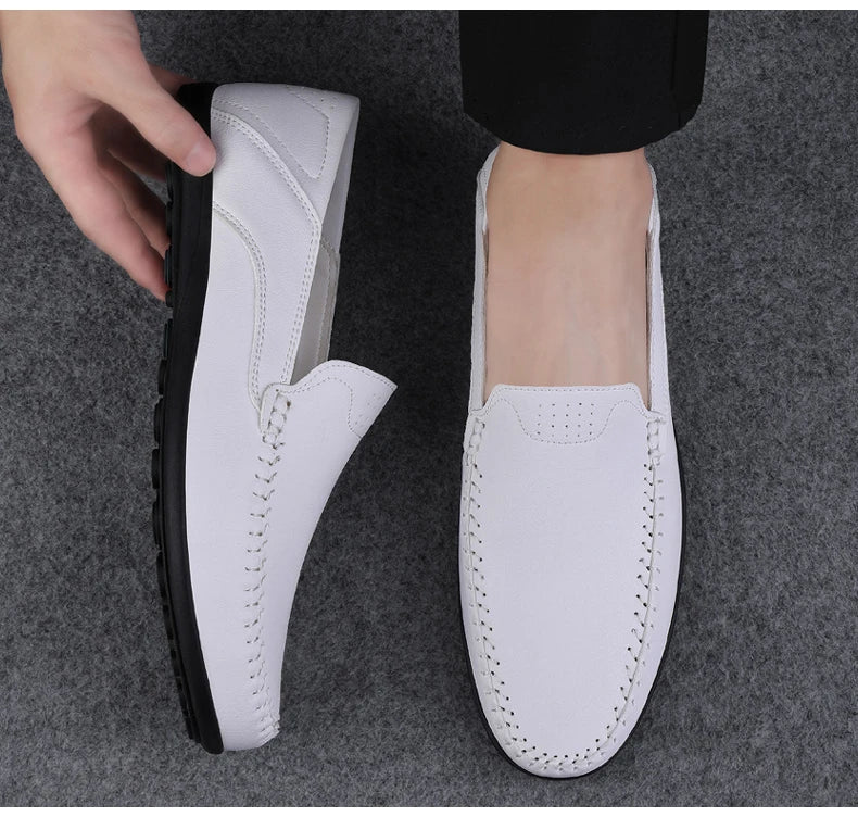 Men's fashion leather shoes four season soft sole non slip outdoor plus size casual leather shoes business party Joker tide shoe