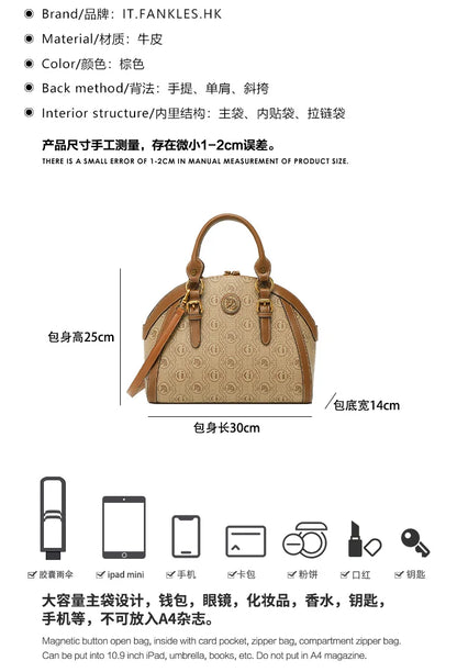 Light Luxury Brand Genuine Leather Women's Bag 2023 New High Capacity Designer Mom's Bag Women's One Shoulder Handheld Briefcase