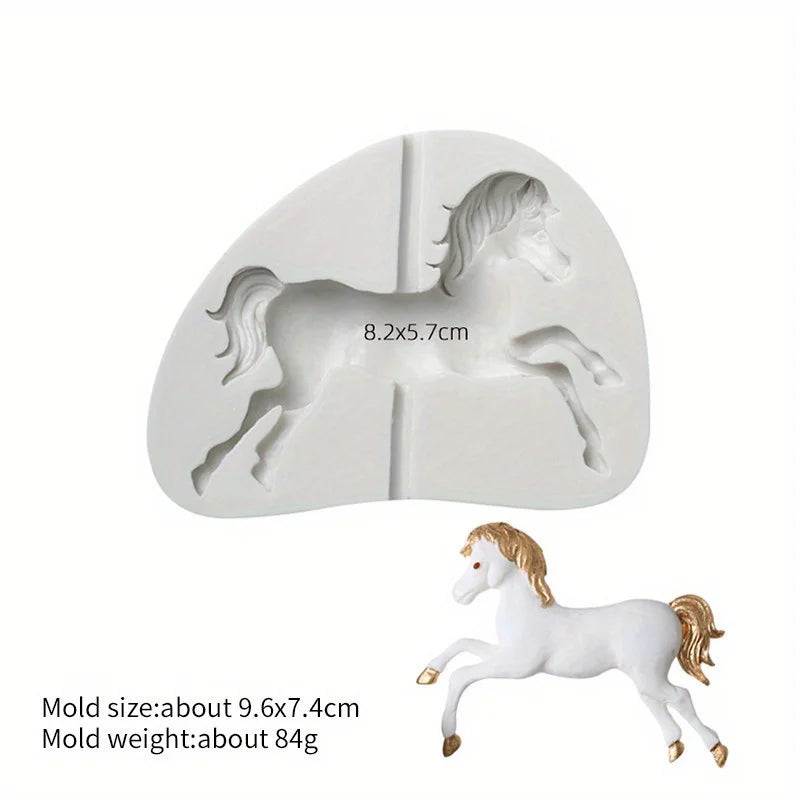 1pc Carousel Horse Silicone Cake Fondant Moulds Sugar Craft Cupcake Gum Paste Decorating Mould  chocolate mold  silicone mold