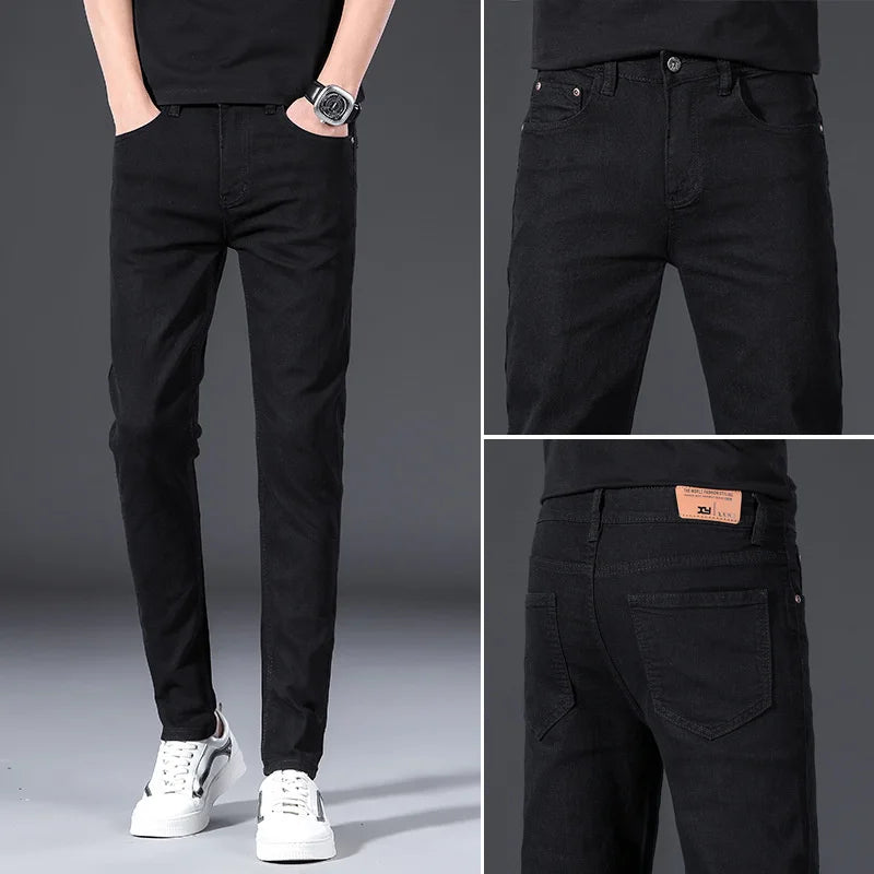 Men's Fashion Brand Elastic Slim Fit Denim Long Pants Casual White Straight Leg Y2k Jeans For Men Streetwear