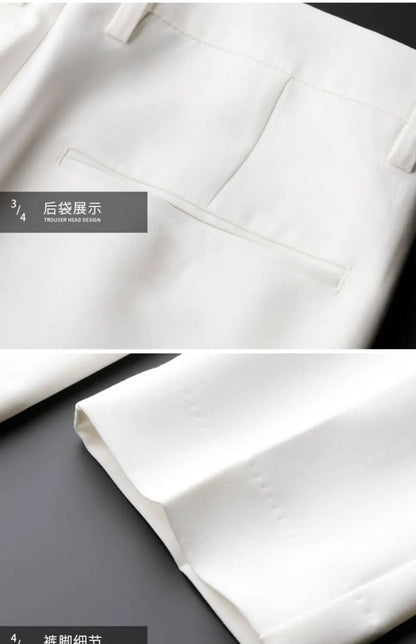 2023 Drape Trousers Trousers Men's Straight Slim Casual White Pants Men's Suit Anti-wrinkle High-grade Nine-point Pants