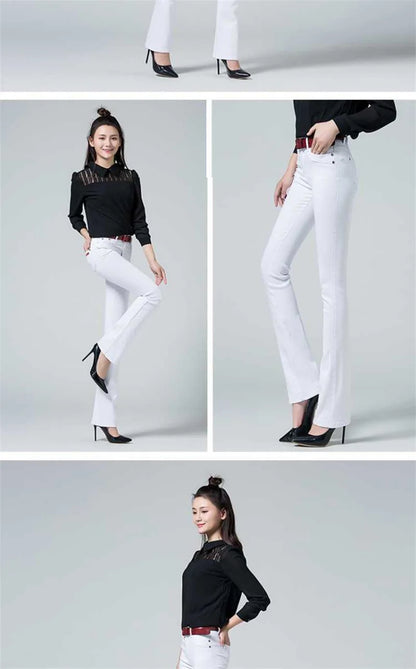 Female Elastic Force Straight Cylinder Pants Spring Autumn Annals Women Micro Flared Trousers Ladies New Solid Color Pantalons