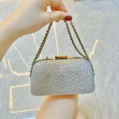 Women's Dinner Wedding Bag Studded Diamond Shoulder Crossbody Sequin Clutch Bag