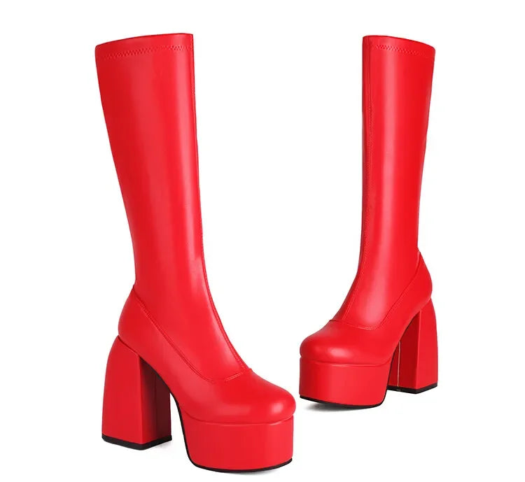 Autumn and Winter New styles fashion High heels Women's boots sexy Round head Ultrahigh heel Elasticity Women boots high 13cm