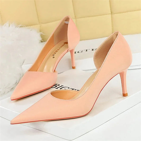 BIGTREE 2025 New Spring Fashion High Heels Shallow Pointed Side Hollowed Out High-Heeled Women Shoes