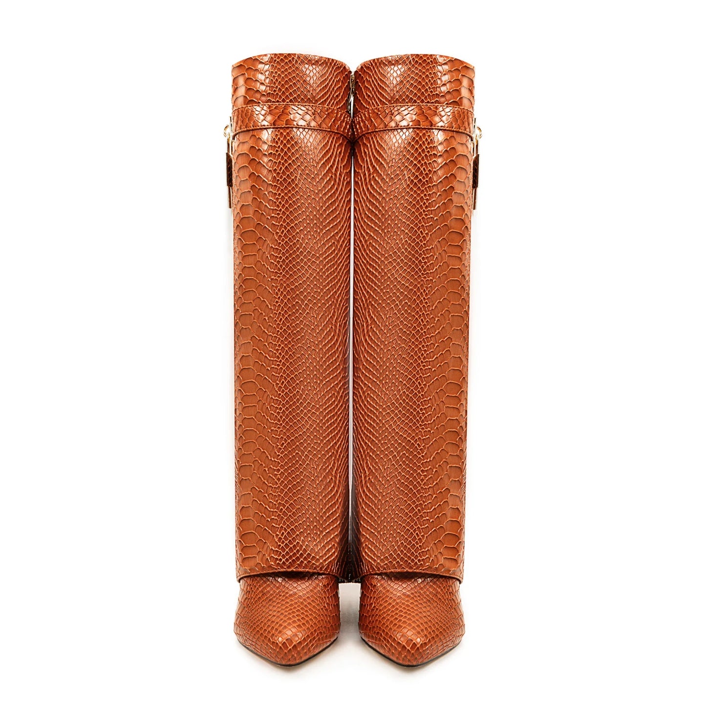 2024 European and American Style Fish Scale Leather Side Zipper Lock Knee High Skirt Boots Women's Fashion Banquet Boots