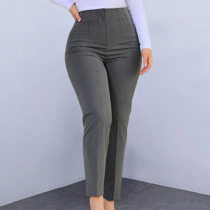 Elegant High Waist Cropped Work Pants for Women Black All-Match Daily Office Formal Wear Fashion Women's Trousers