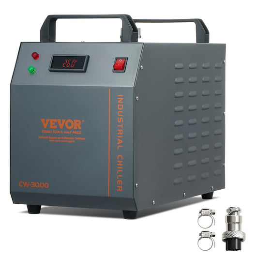 VEVOR Industrial Water Chiller CW-3000 80W Air-Cooled Water Cooler 12L Large Water Tank Capacity for Laser Engraving Machine